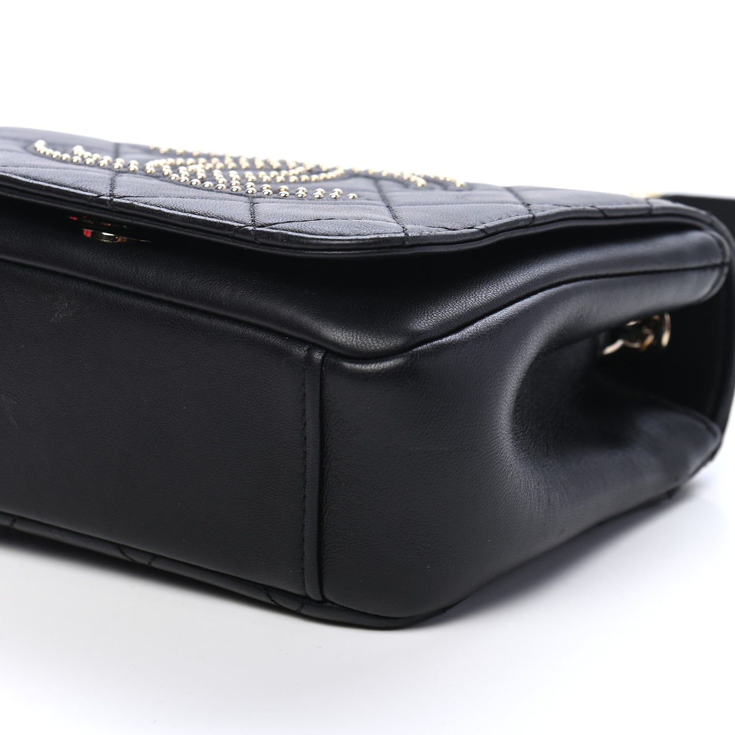 Lambskin Quilted Studded CC Flap Black