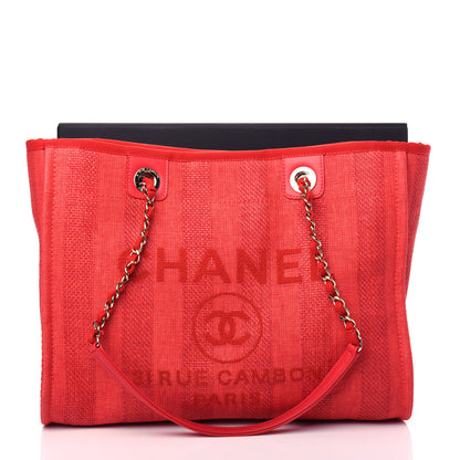 Chanel Mixed Fibers Striped Small Deauville Tote Red 11 of 11