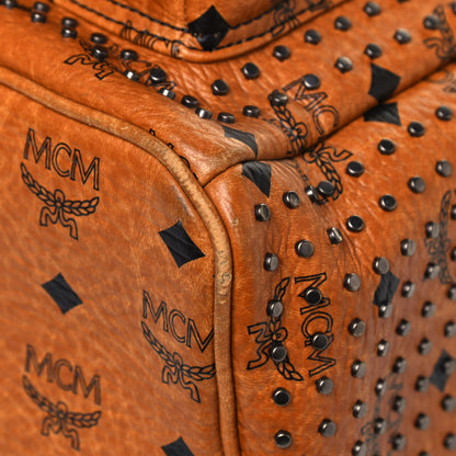 MCM Visetos Studded Medium Dual Stark Backpack Cognac Black 9 of 16