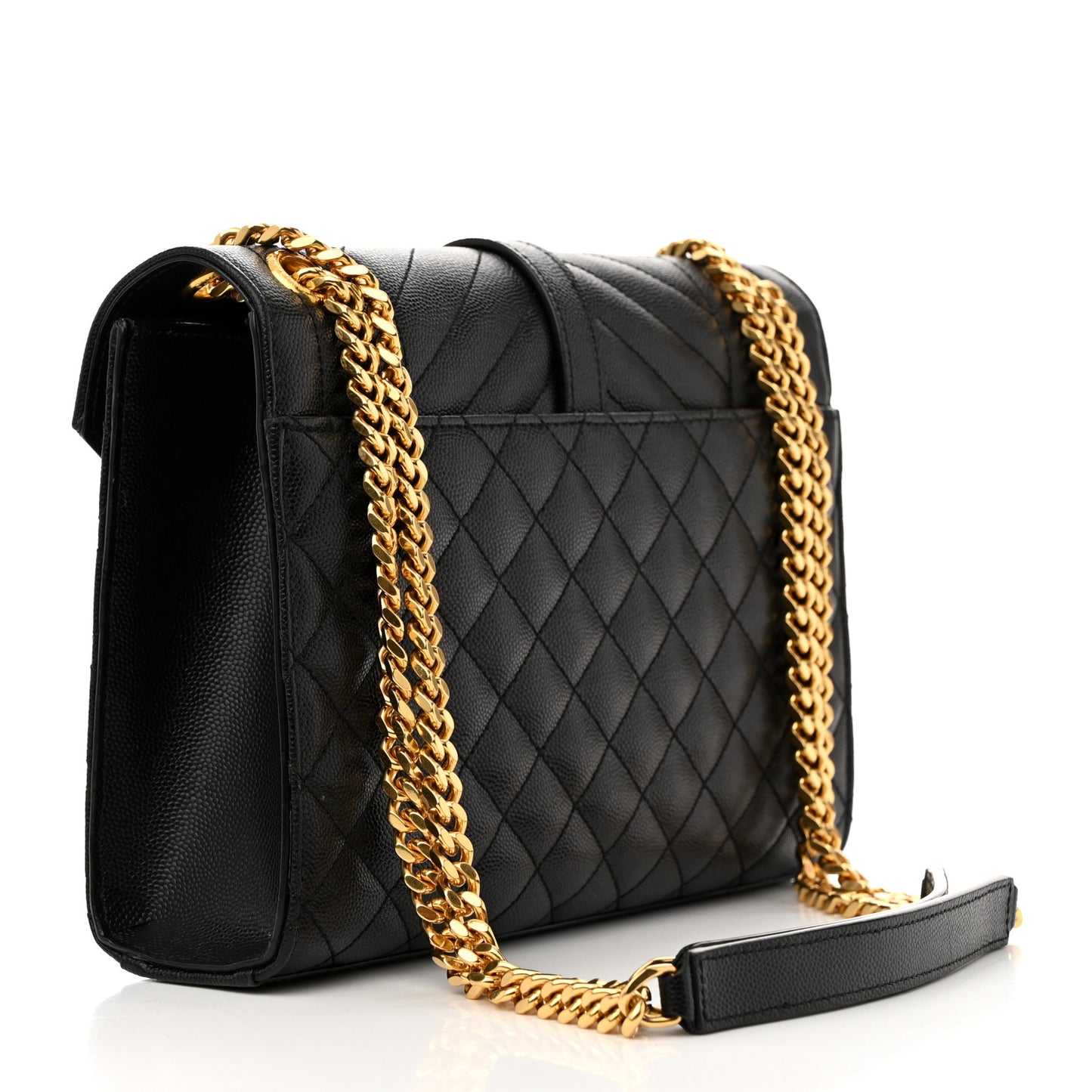 Grain De Poudre Textured Mixed Matelasse Triquilt Medium Monogram Satchel Black