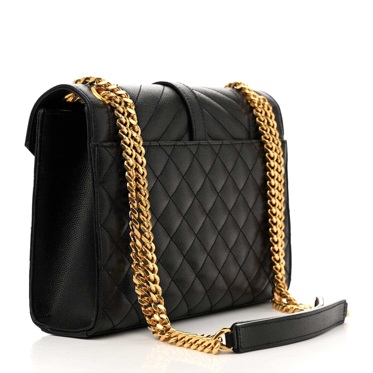 Saint Laurent Grain De Poudre Textured Mixed Matelasse Triquilt Medium Monogram Satchel Black 3 of 12