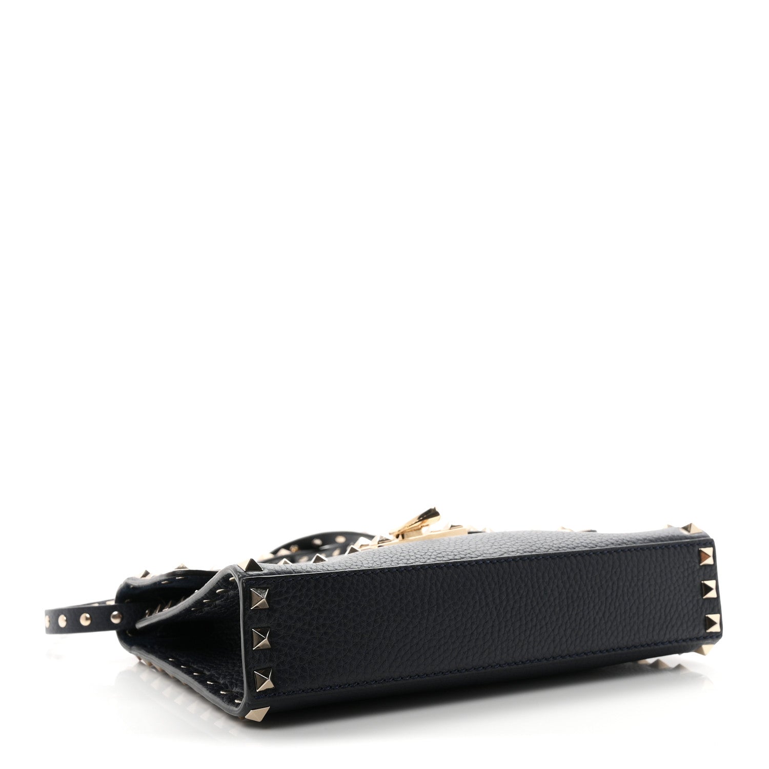 Valentino Garavani Pebbled Calfskin Medium Rockstud Flip Lock Crossbody Bag Navy 3 of 8