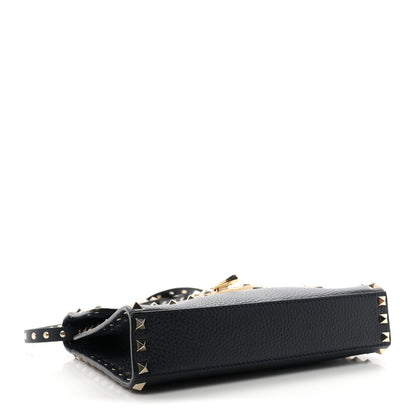Valentino Garavani Pebbled Calfskin Medium Rockstud Flip Lock Crossbody Bag Navy 3 of 8