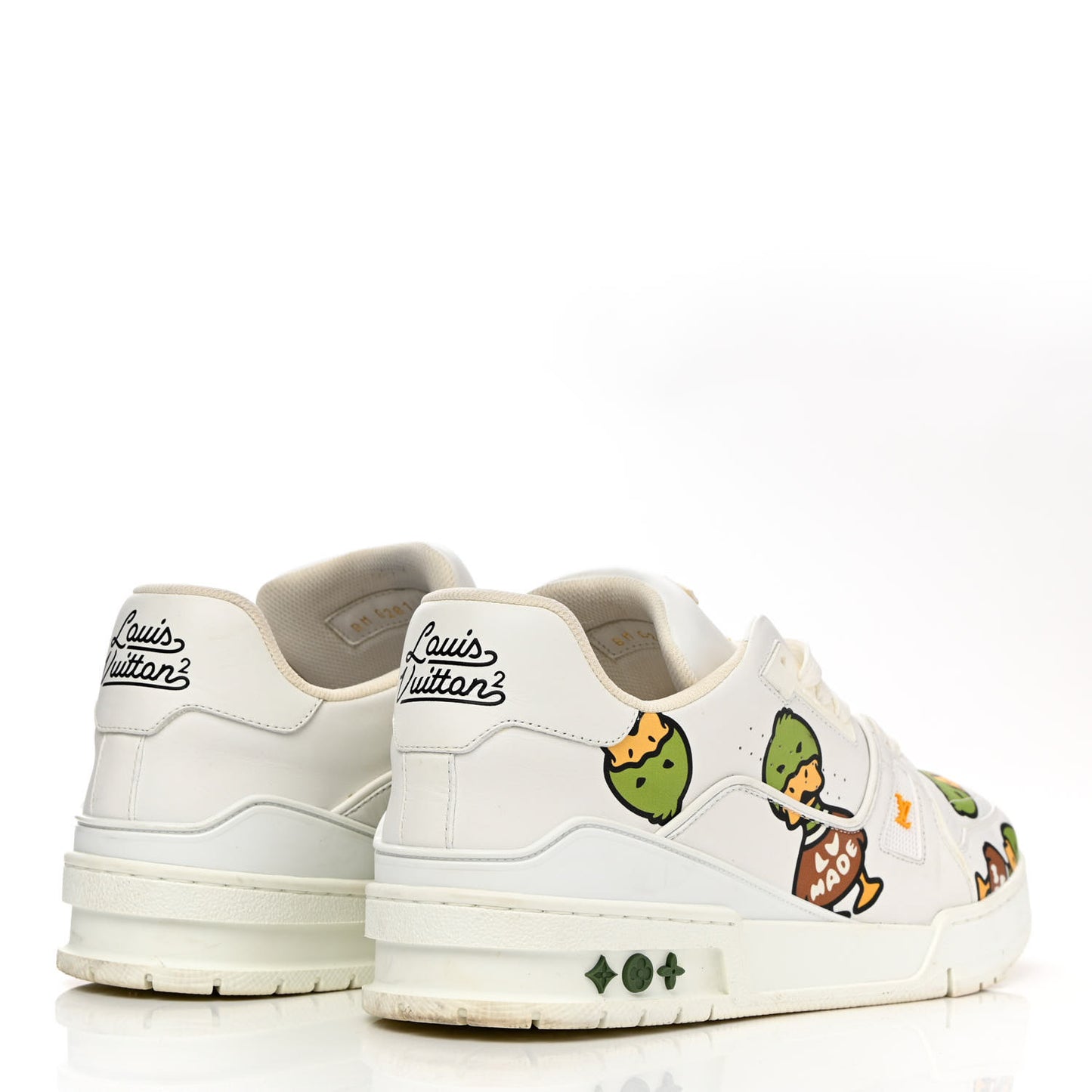 X NIGO Calfskin Printed Monogram LV Trainer Sneakers 7.5 White