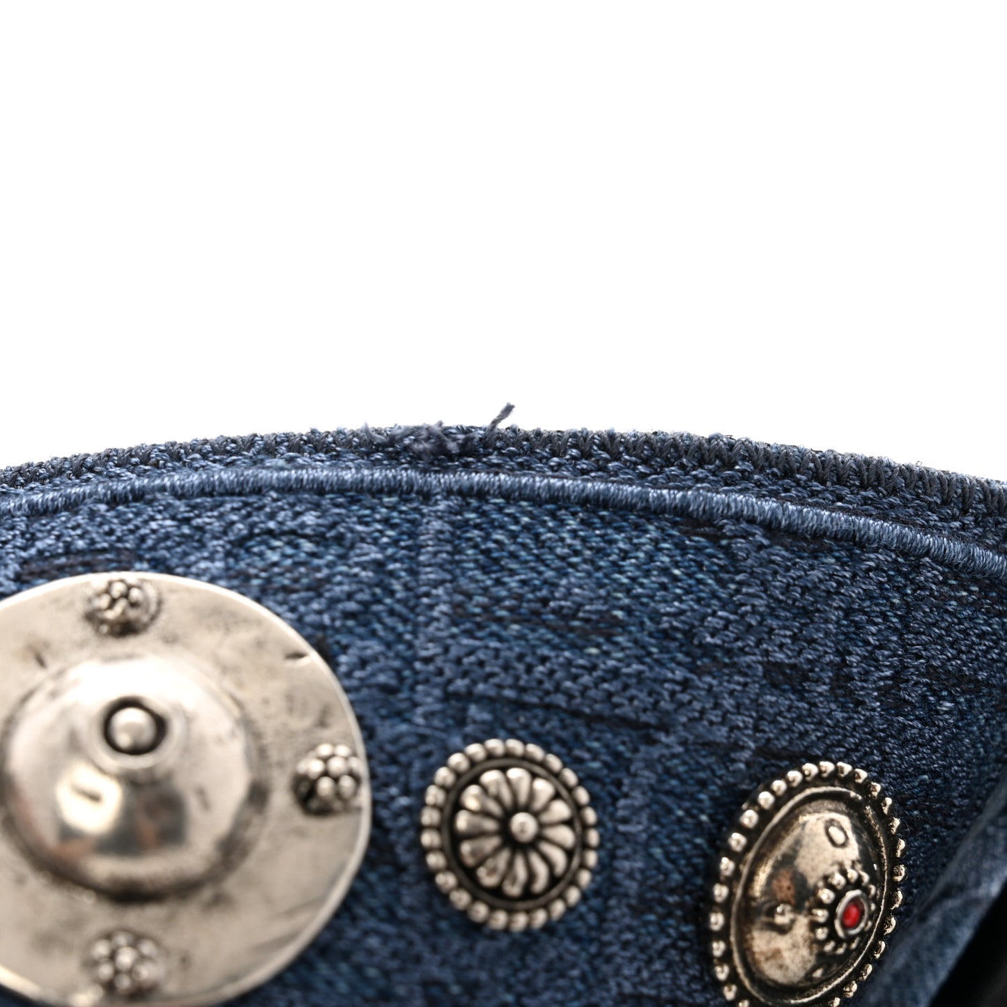 Oblique Denim Studded Shoulder Strap Blue