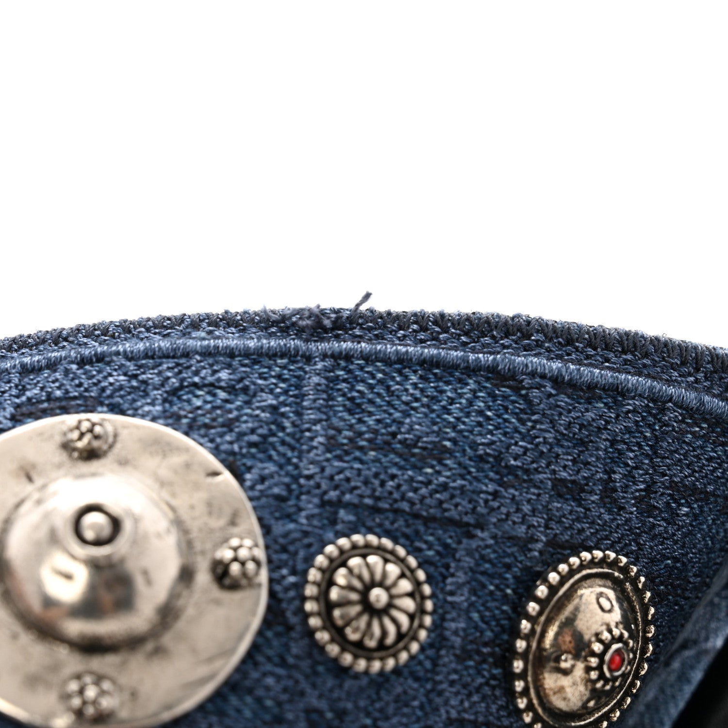 Christian Dior Oblique Denim Studded Shoulder Strap Blue 5 of 7