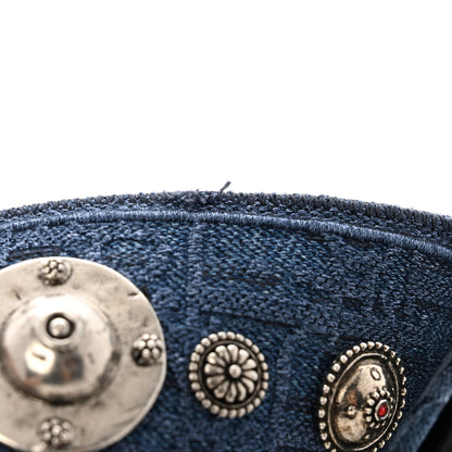 Christian Dior Oblique Denim Studded Shoulder Strap Blue 5 of 7