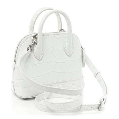 Balenciaga Calfskin Crocodile Embossed XXS Ville Top Handle Bag White Black 3 of 12