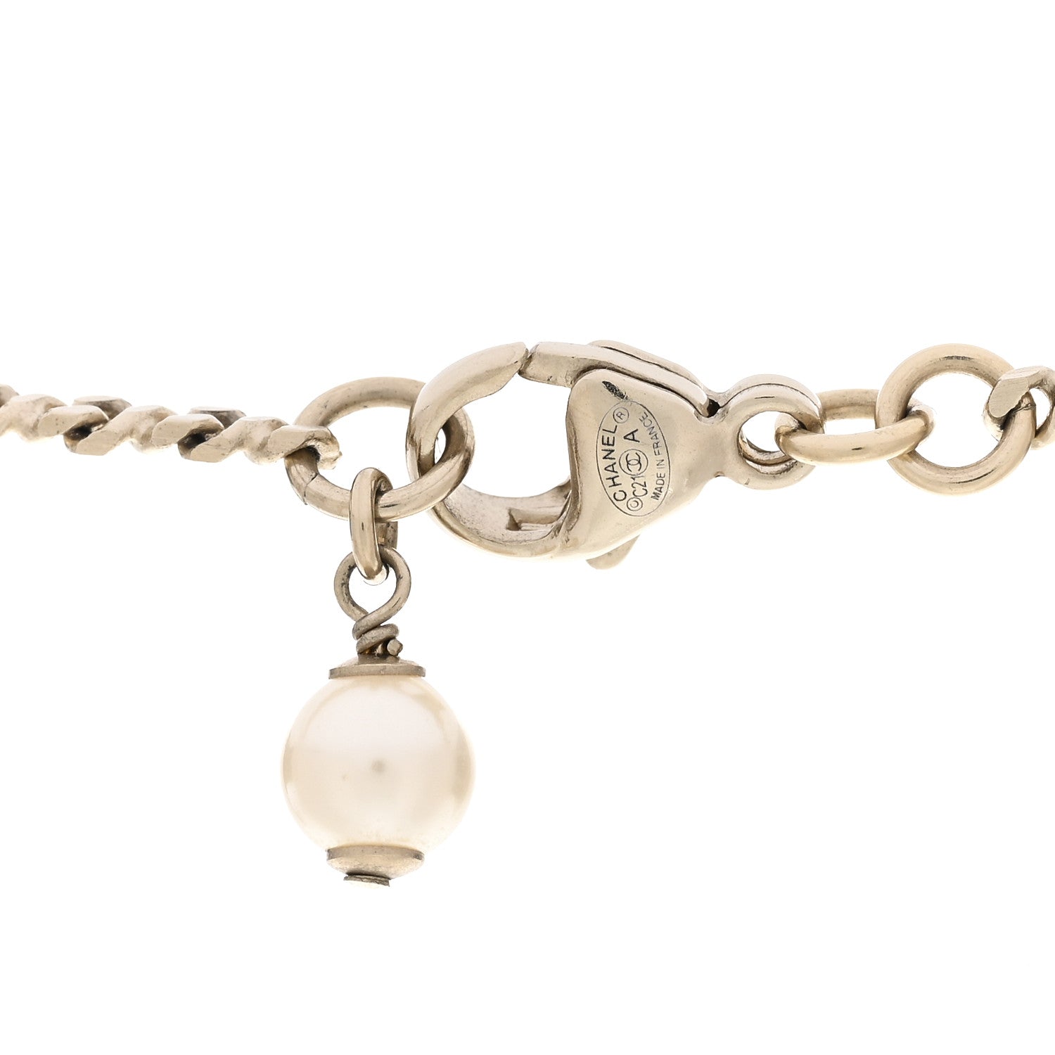 Chanel Pearl Crystal CC Pendant Necklace Gold 4 of 4