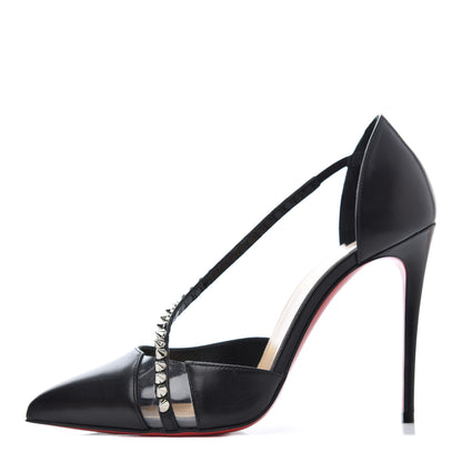 Christian Louboutin Kid PVC Spike Cross 100 Pumps 36.5 Black Silver 1 of 13