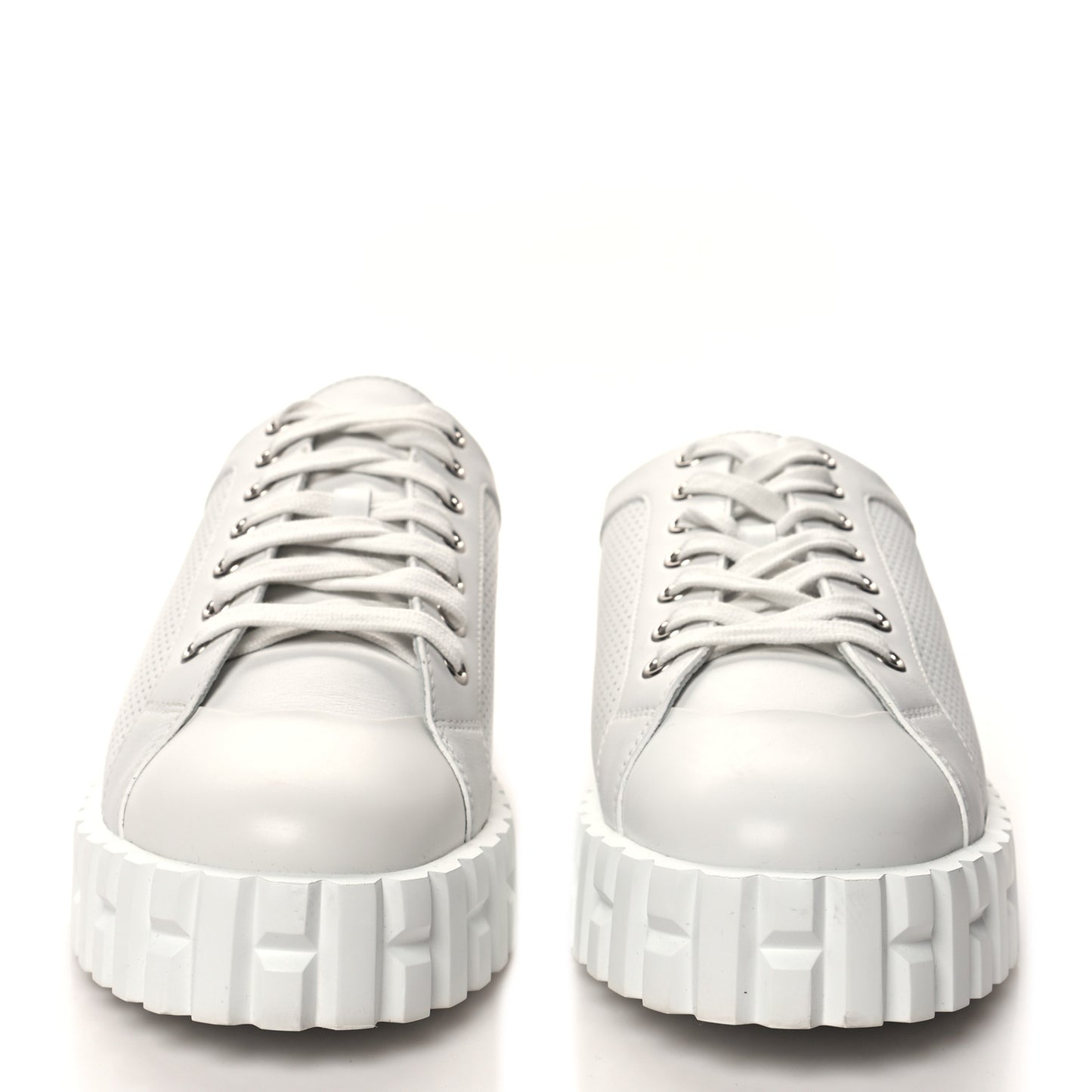 Calfskin Perforated Calfskin Cross Sneakers 39 White