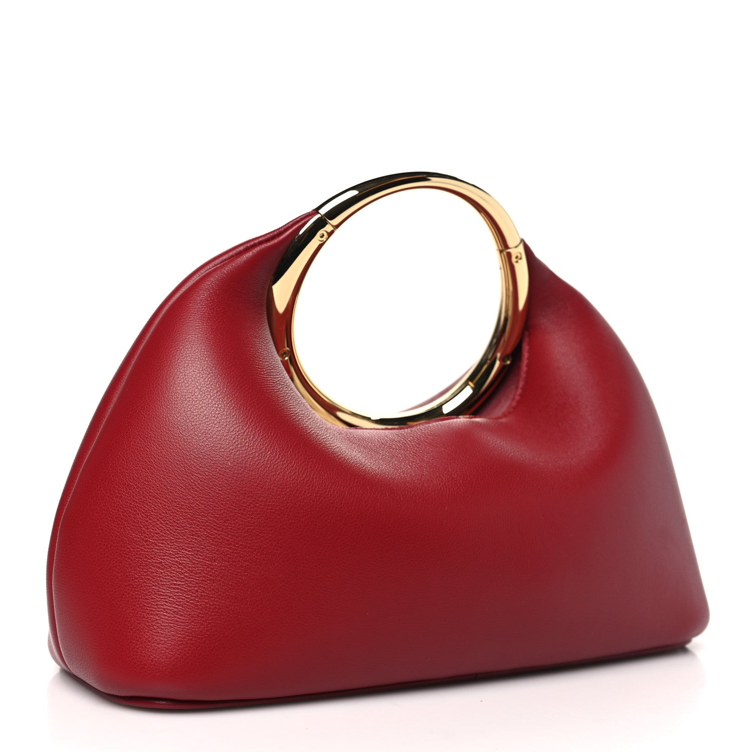 Jacquemus Lambskin Le Petit Calino Ring Top Handle Bag Dark Red 3 of 9