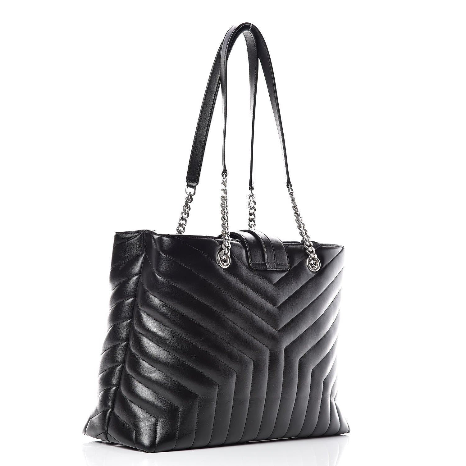 Saint Laurent Calfskin Y Quilted Monogram Large Loulou Shopper Black 3 of 10