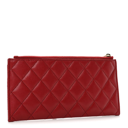 Chanel Sheepskin Quilted Mademoiselle Vintage Zip Pouch Red 3 of 8