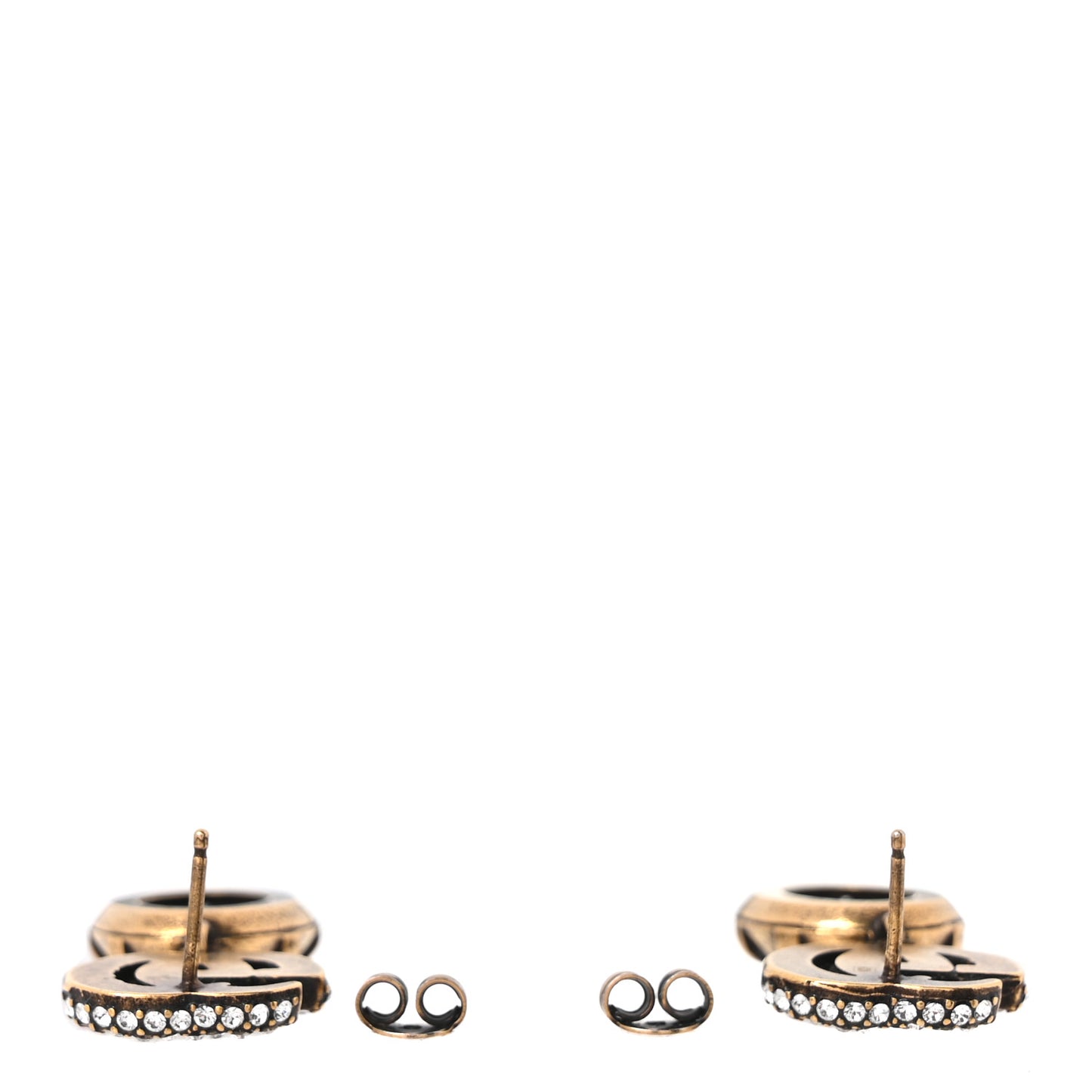 Metal Crystal Double G Drop Earrings Black Gold