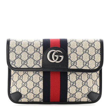 Gucci GG Supreme Monogram Web Small Ophidia Belt Bag 90 36 Beige Navy 1 of 12