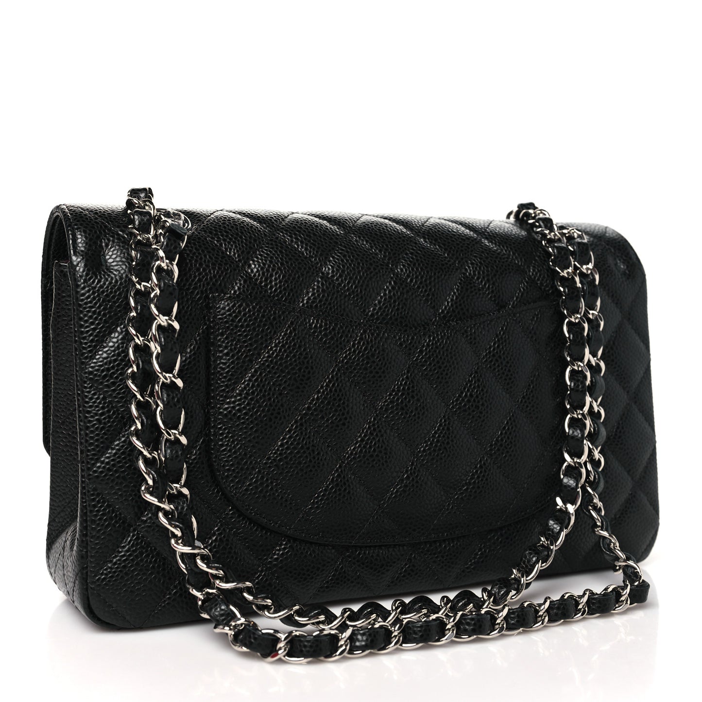 Caviar Quilted Medium Double Flap Black