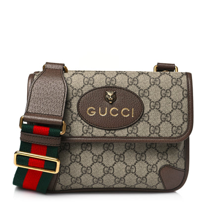 Gucci GG Supreme Monogram Web Small Neo Vintage Double Flap Messenger Bag Beige New Acero 1 of 9