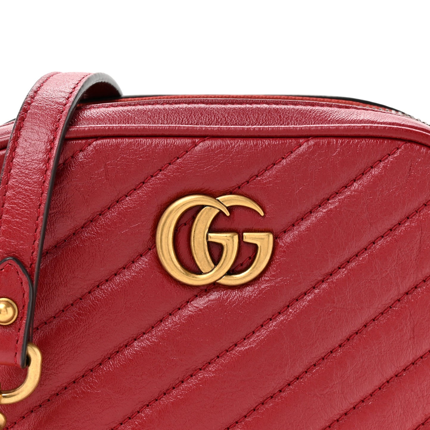 Azalea Calfskin Matelasse Diagonal Tall GG Marmont Crossbody Bag Romantic Cerise