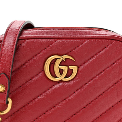 Gucci Azalea Calfskin Matelasse Diagonal Tall GG Marmont Crossbody Bag Romantic Cerise 9 of 11