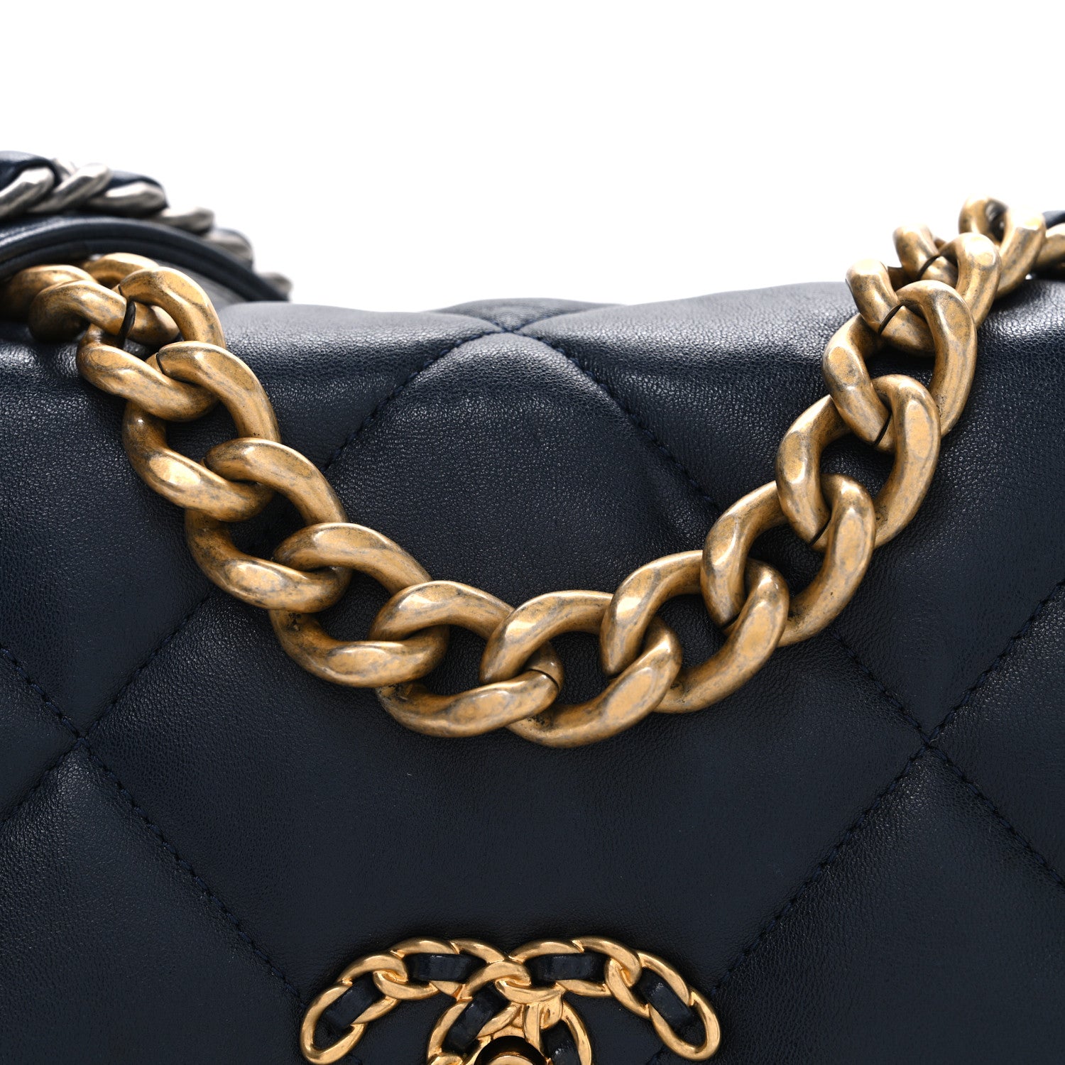 Chanel Lambskin Quilted Medium Chanel 19 Flap Navy Blue 1828553