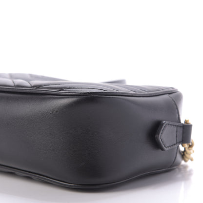Gucci Calfskin Matelasse Small GG Marmont Chain Shoulder Bag Black 7 of 10