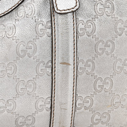 Gucci Metallic Guccissima Medium Britt Boston SIlver 12 of 14