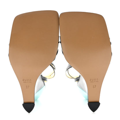 Gucci Regent Calfskin Crystal Snake Head Sandals 37 Black 5 of 8