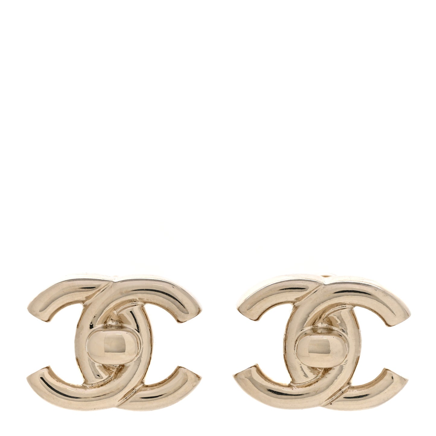 Metal CC Turnlock Earrings Gold