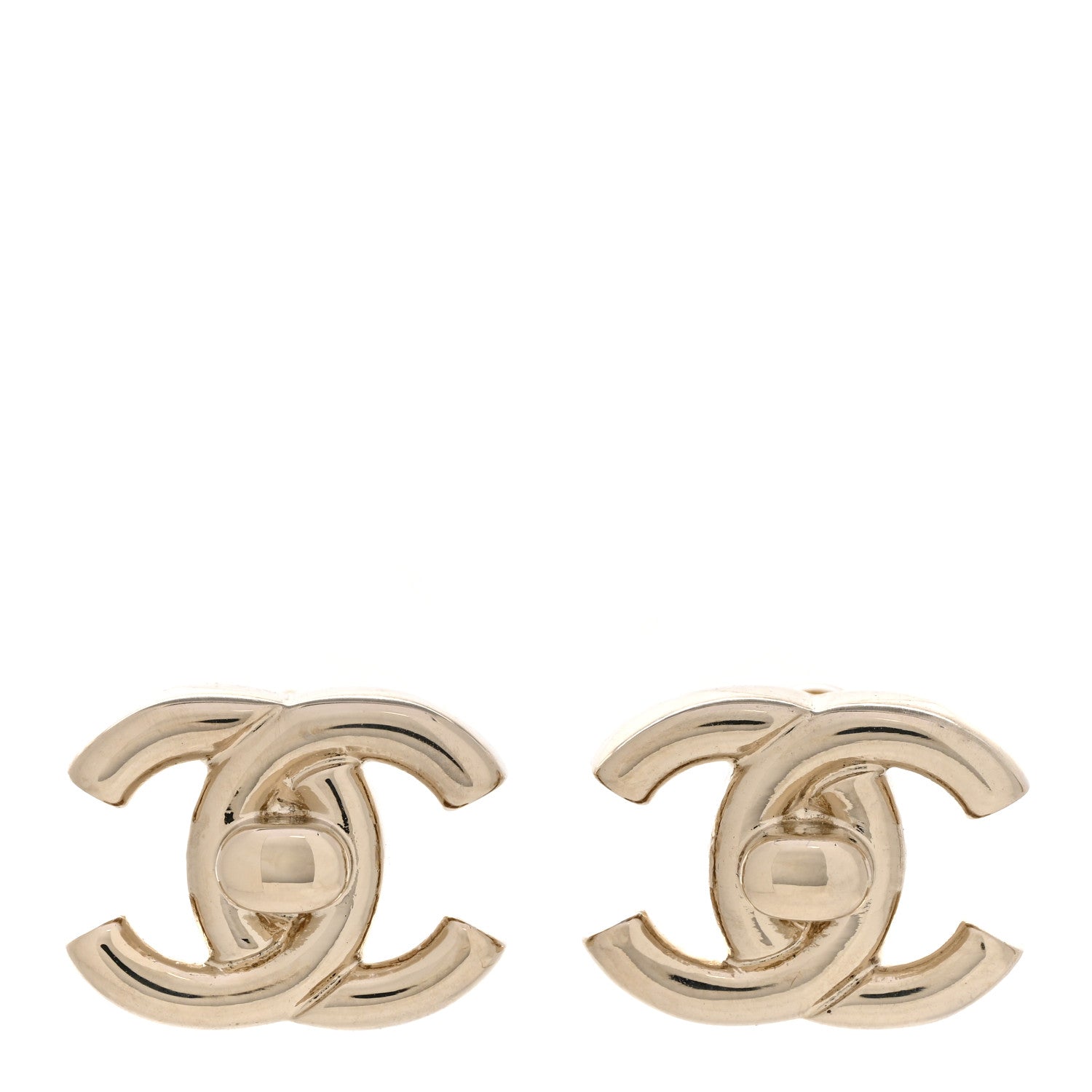 Chanel Metal CC Turnlock Earrings Gold 1 of 4