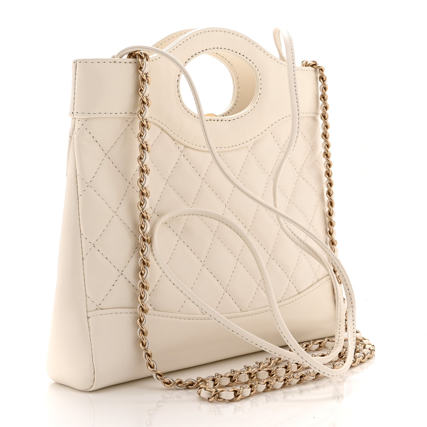 Chanel Shiny Lambskin Quilted Mini 31 Shopping Bag White 3 of 10