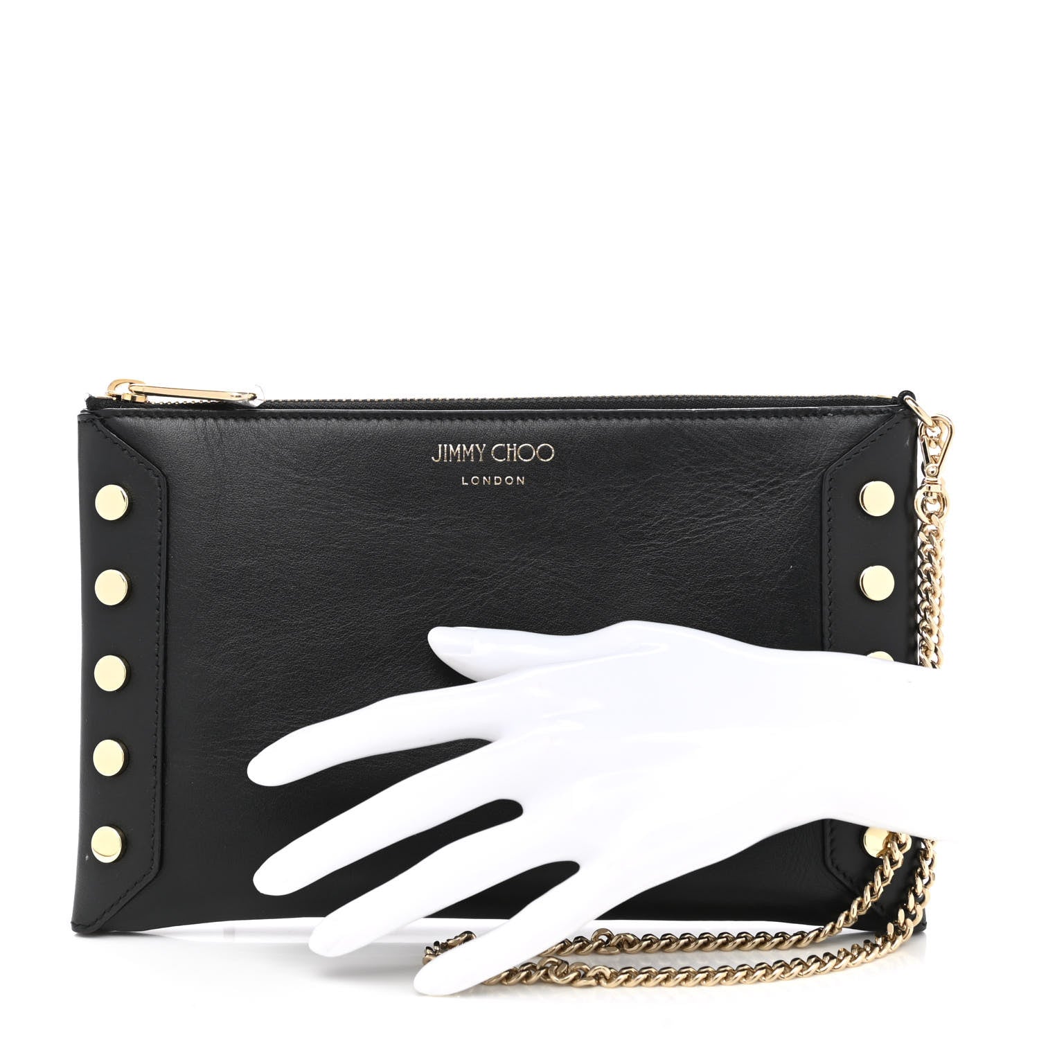 Jimmy Choo Calfskin Studded Wristlet Black 2 of 7