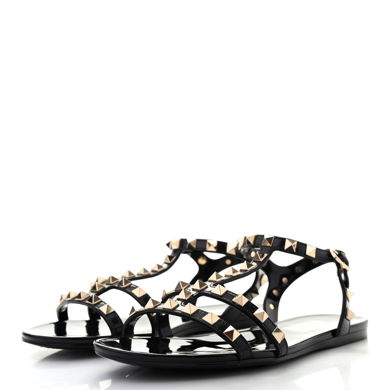 Valentino Garavani PVC Jelly Rockstud Caged Sandals 36 Black 3 of 7