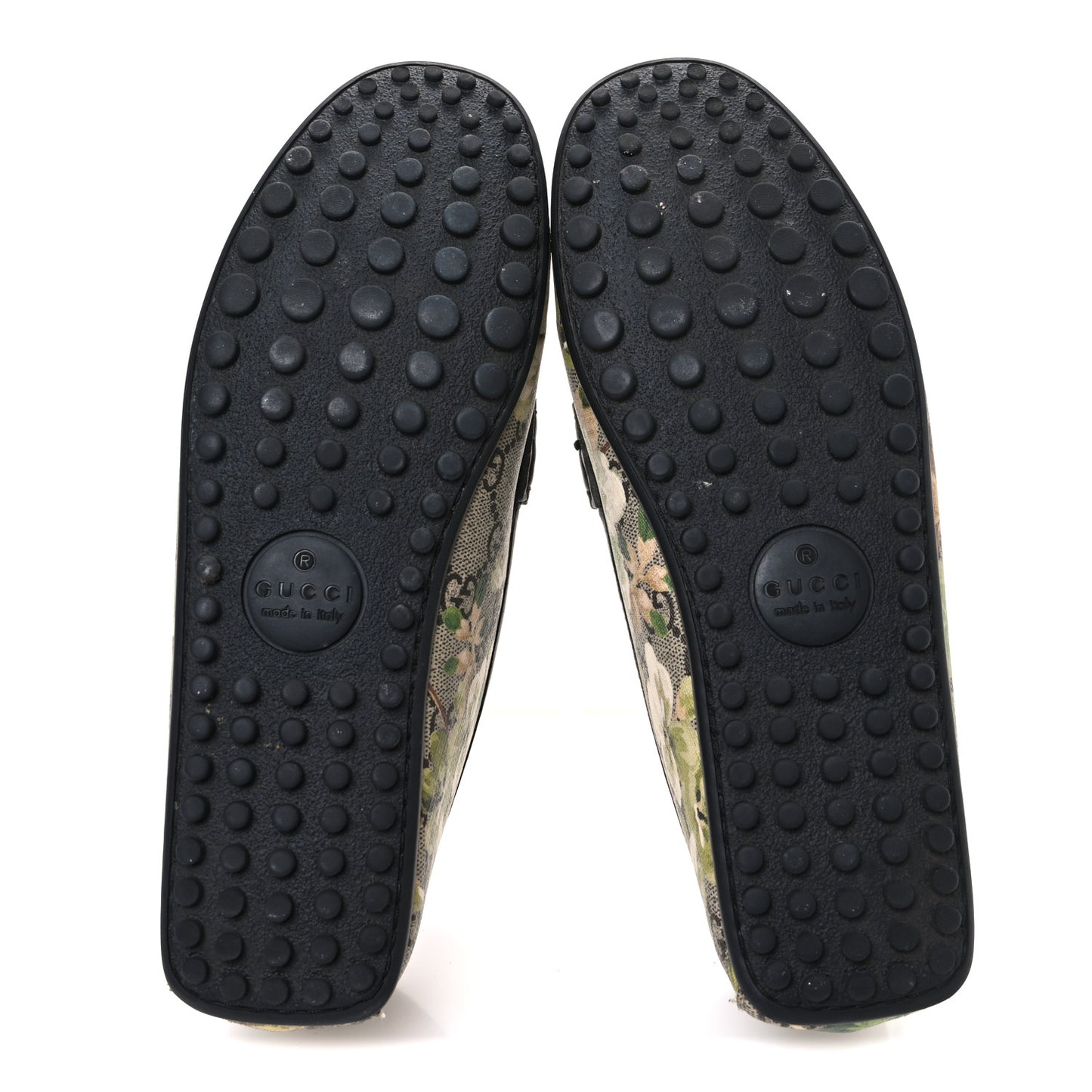 GG Supreme Monogram Blooms Mens Driver Loafers 7 Beige New Military Black