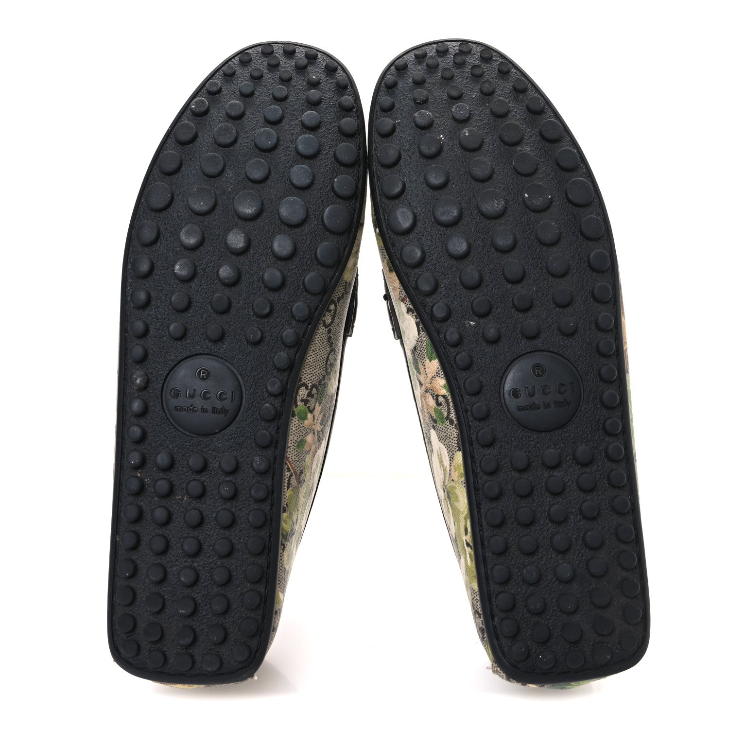Gucci GG Supreme Monogram Blooms Mens Driver Loafers 7 Beige New Military Black 7 of 11