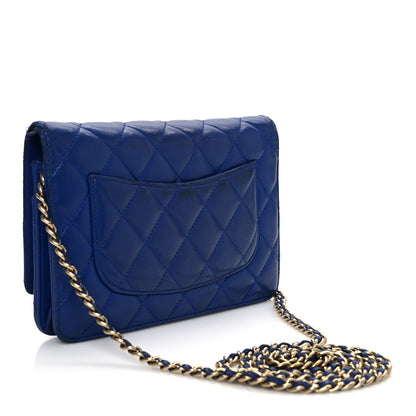 Chanel Lambskin Quilted Wallet On Chain WOC  Navy Blue 3 of 17