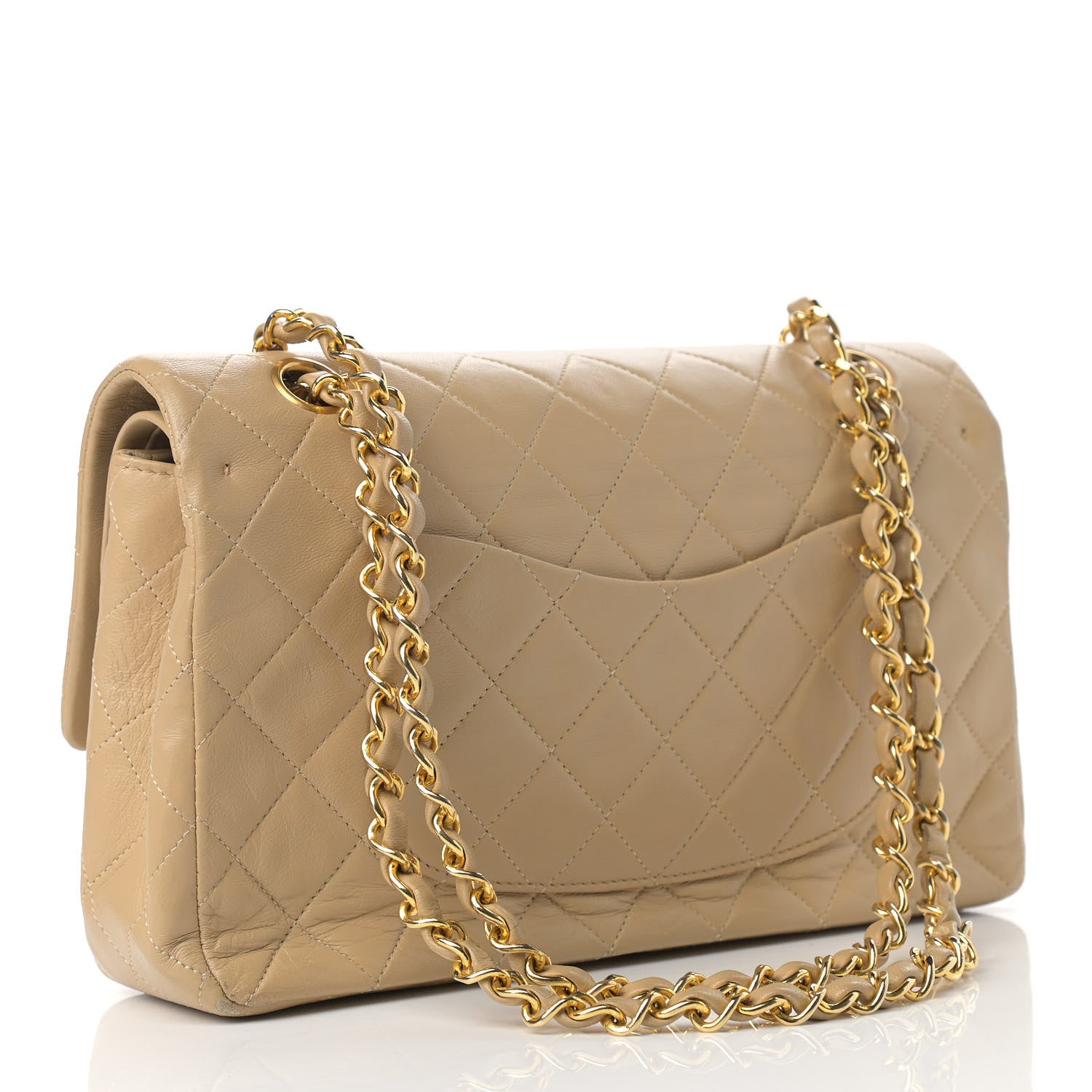 Chanel Lambskin Quilted Medium Double Flap Beige 3 of 14