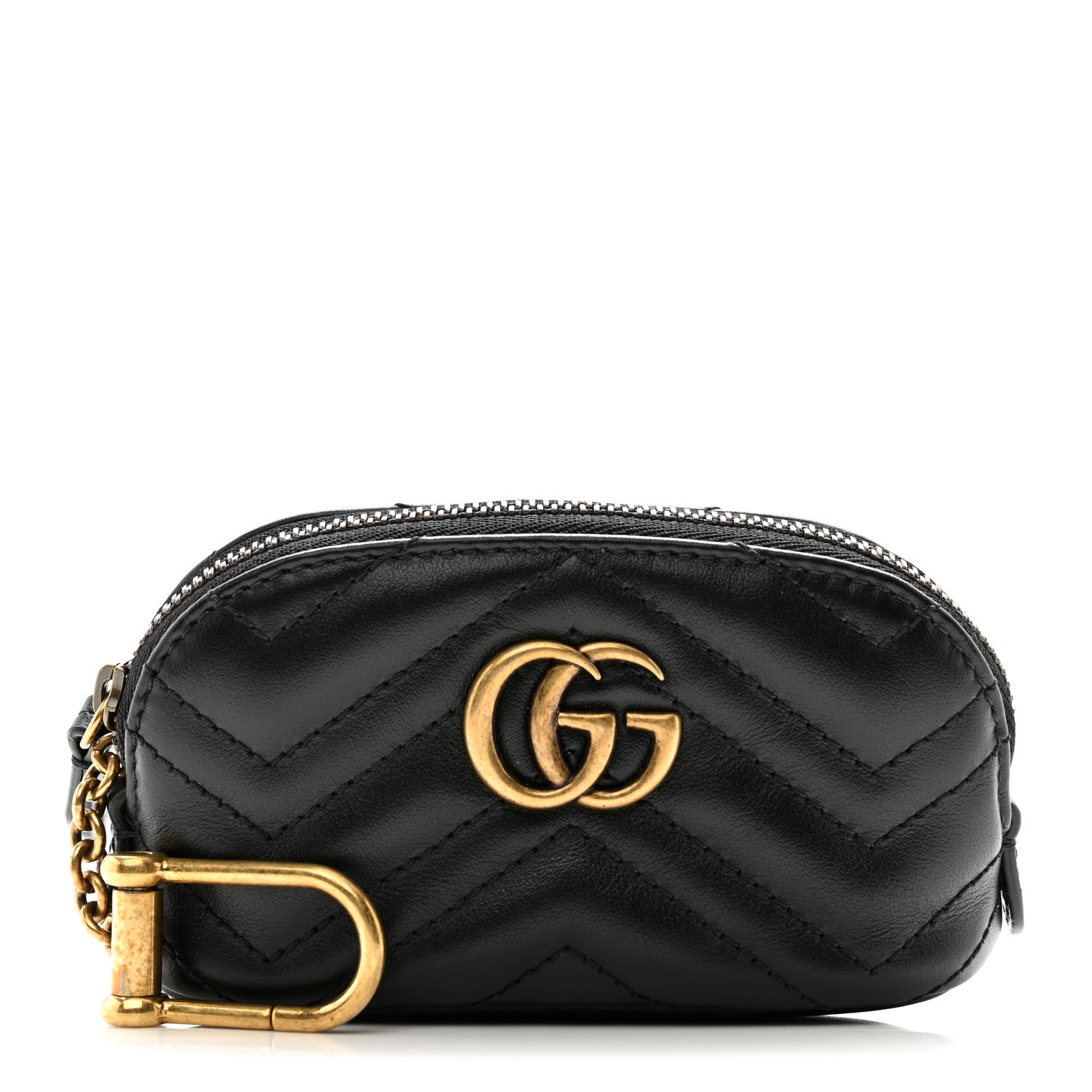 Gucci Calfskin Matelasse GG Marmont Key Pouch Black 1 of 8