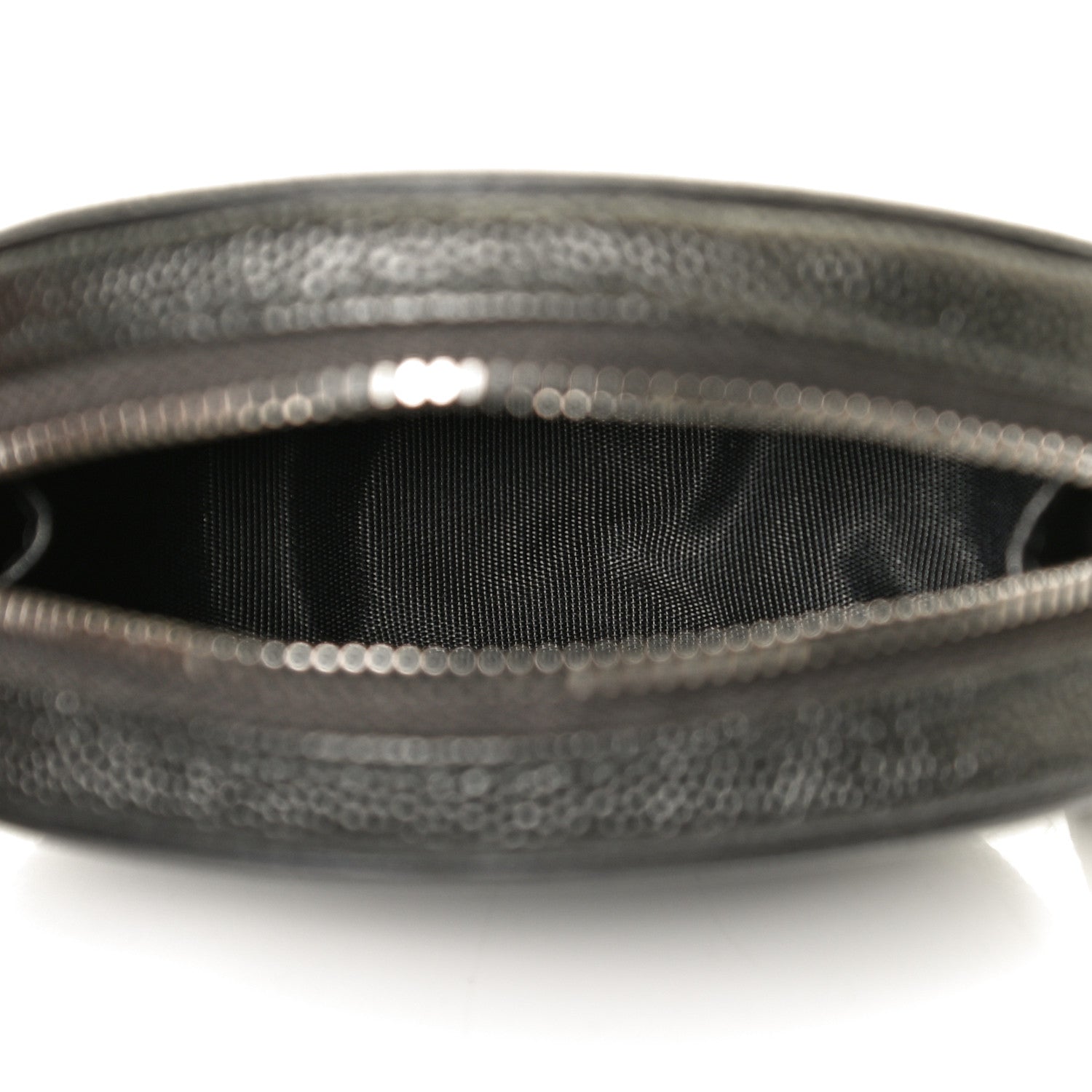 Chanel Metallic Caviar Quilted Filigree Zip Around Classic Coin Purse Dark Silver 5 of 10