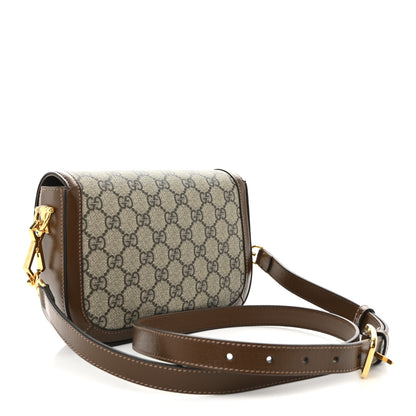 Gucci GG Supreme Monogram Azalea Calfskin Web Mini Horsebit 1955 Shoulder Bag Beige Ebony Brown Sugar 3 of 10