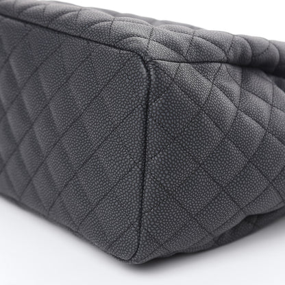 Chanel Caviar Flat Quilted CC Chain Bucket Drawstring Bag Black 9 of 10