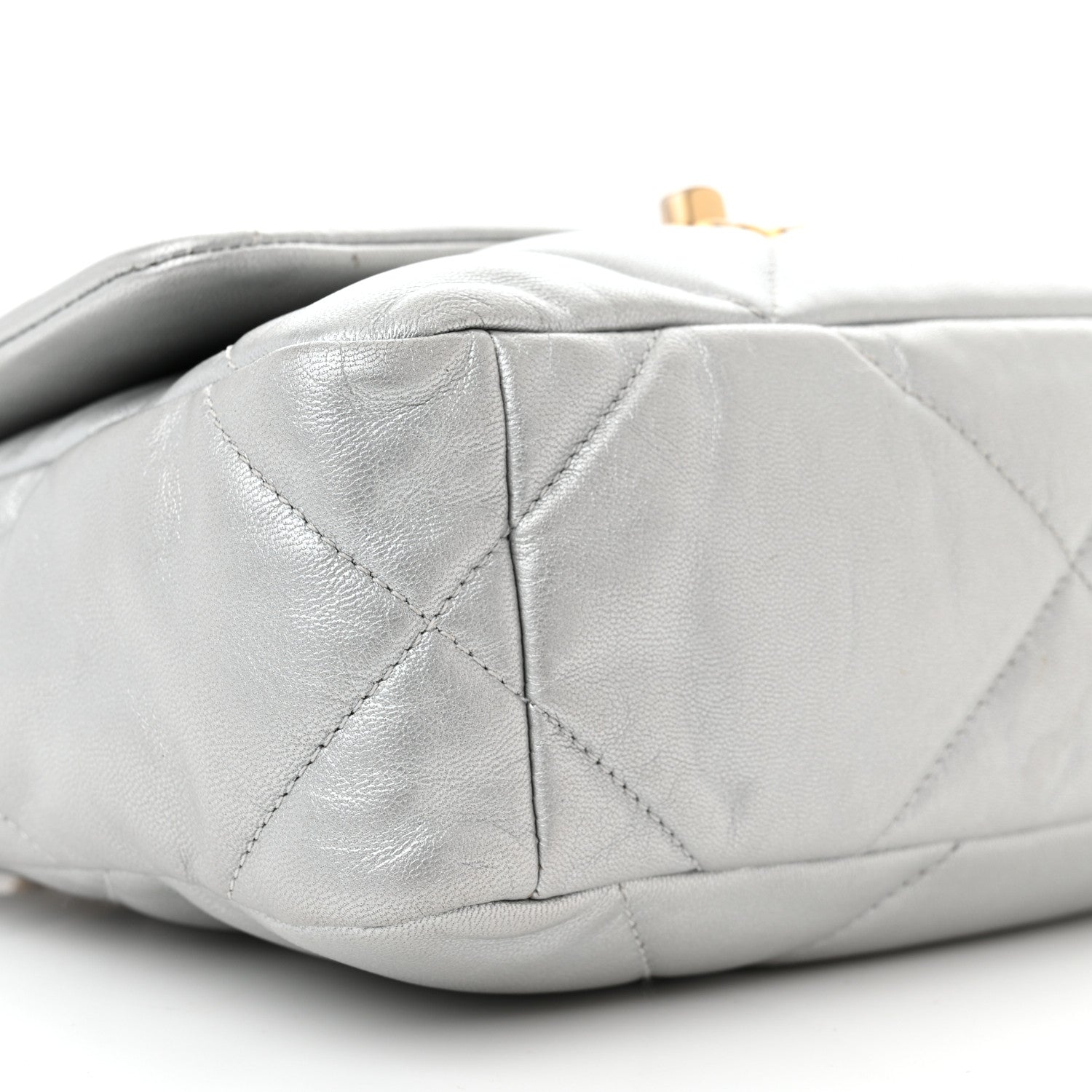 Chanel Metallic Goatskin Quilted Medium Chanel 19 Flap Silver 9 of 10
