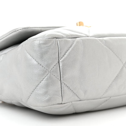 Chanel Metallic Goatskin Quilted Medium Chanel 19 Flap Silver 9 of 10