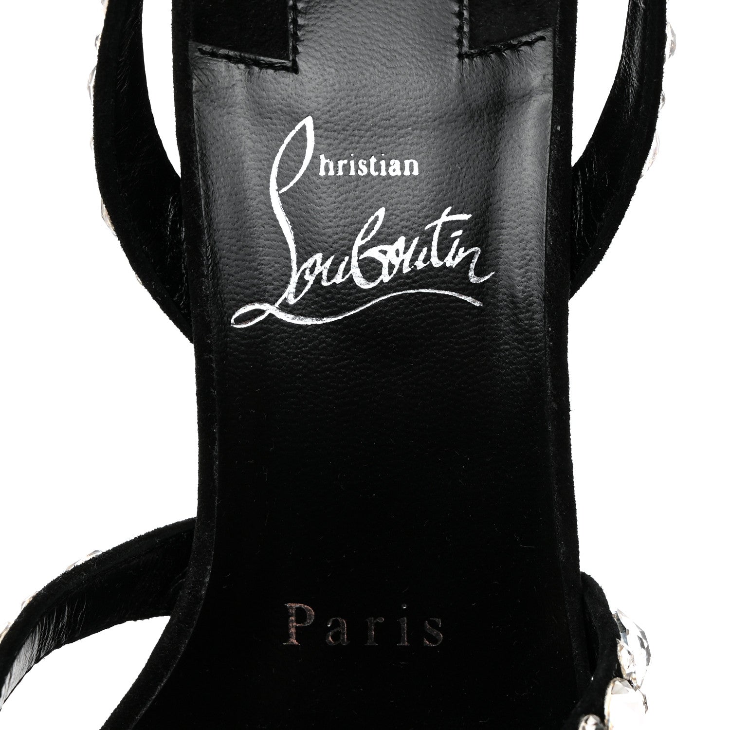 Christian Louboutin Veau Velours Crystal Embellished Emilie 85 Sandals 36 Black 6 of 7