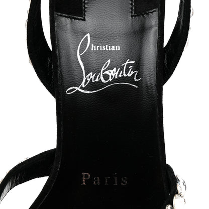 Christian Louboutin Veau Velours Crystal Embellished Emilie 85 Sandals 36 Black 6 of 7