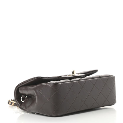 Chanel Lambskin Quilted Mini Rectangular Flap Dark Brown 4 of 12