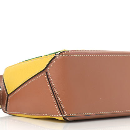 Loewe Calfskin Embroidered Floral Small Puzzle Bag Tan Yellow 9 of 11