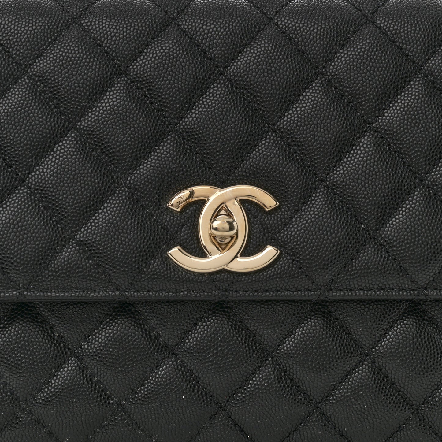 Caviar Quilted Small Coco Handle Flap Black