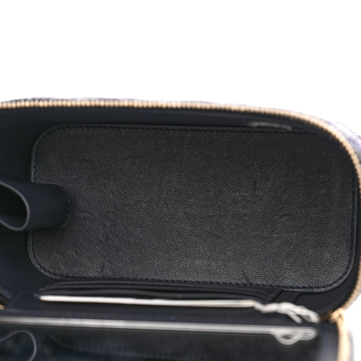 Chanel Wool Plaid Quilted Small Vanity Case With Chain Blue 5 of 10