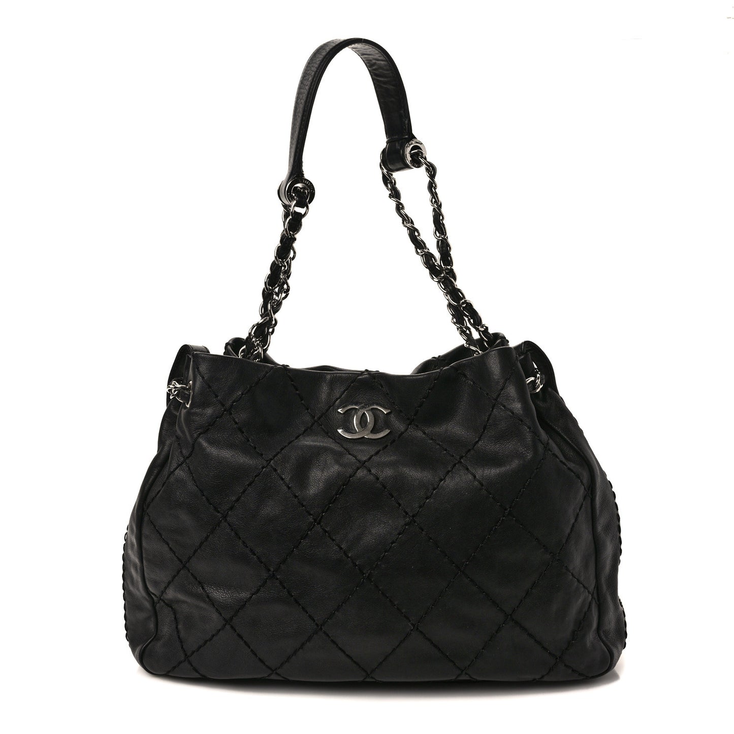 Lambskin Expandable Tote Black